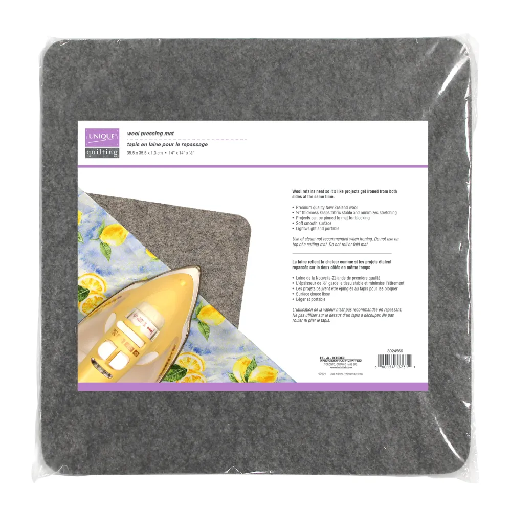 UNIQUE QUILTING Tapis en laine pour le repassage - 14" x 14" - gris