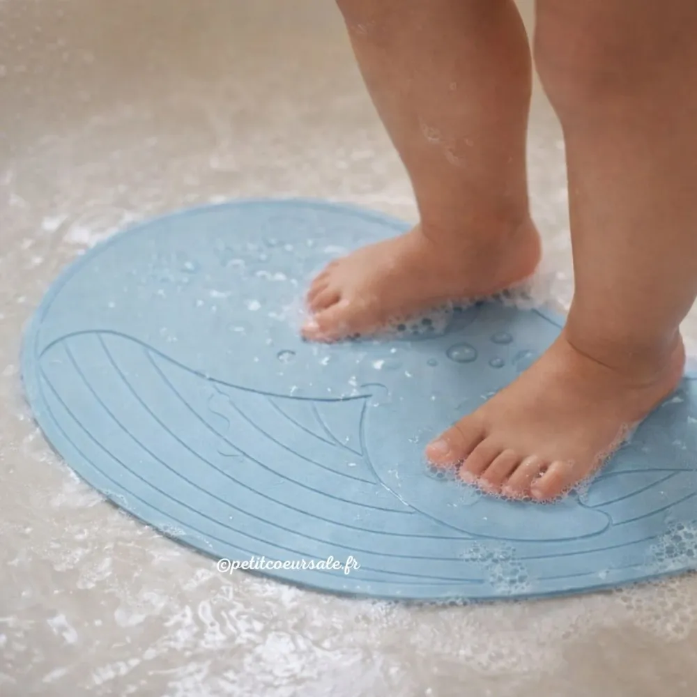Tapis de bain bébé antidérapant baleine Dobbs – Bleu