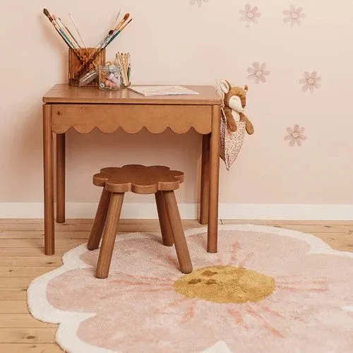 Tapis fleur enfant en coton bio – 110 x 110 cm