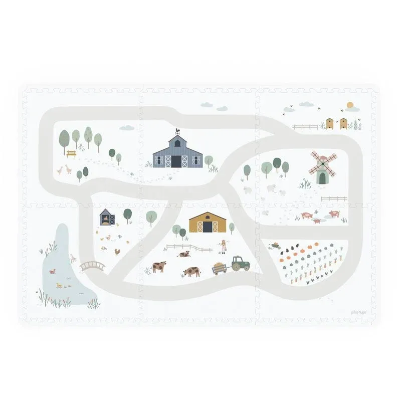 Tapis de jeu réversible 2 en 1 EEVAA ferme (120 x 180 cm)