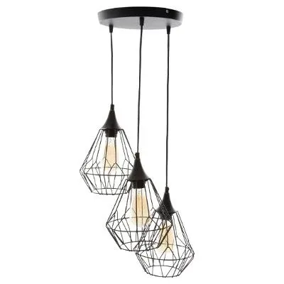 SUSPENSION 3L KAORE NOIR en Rotin Tressé