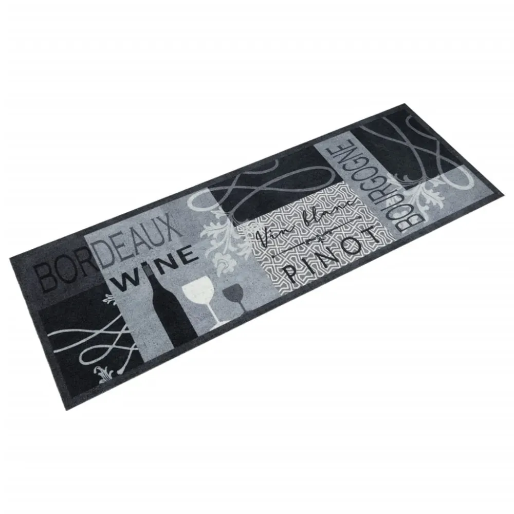 vidaXL Tapis de cuisine lavable imprimé Wine gris 60x180 cm velours