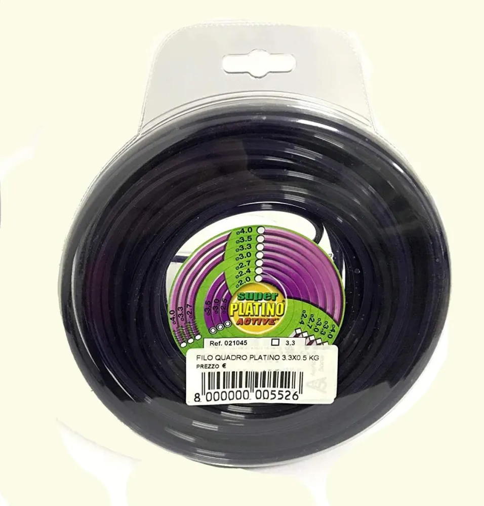 Active - Fil pour débroussailleuse Nylon Platine 3,3 mm Carré 0,5 kg