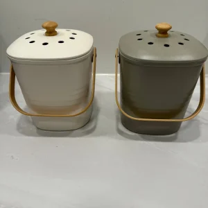 Bac à compost en bambou avec filtre à charbon - blanc