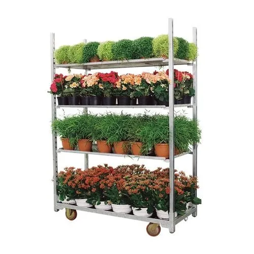 Chariot de plantes danois avec 3 étagères – Cadre en acier galvanisé – 1350x565x1900mm