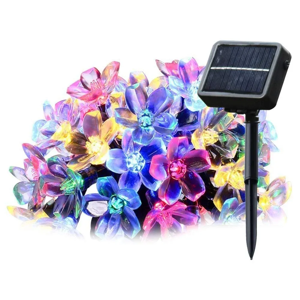 Décoration de jardin en fleurs de cerisier - 20 LED - Solaire - RVB - 5 mètres