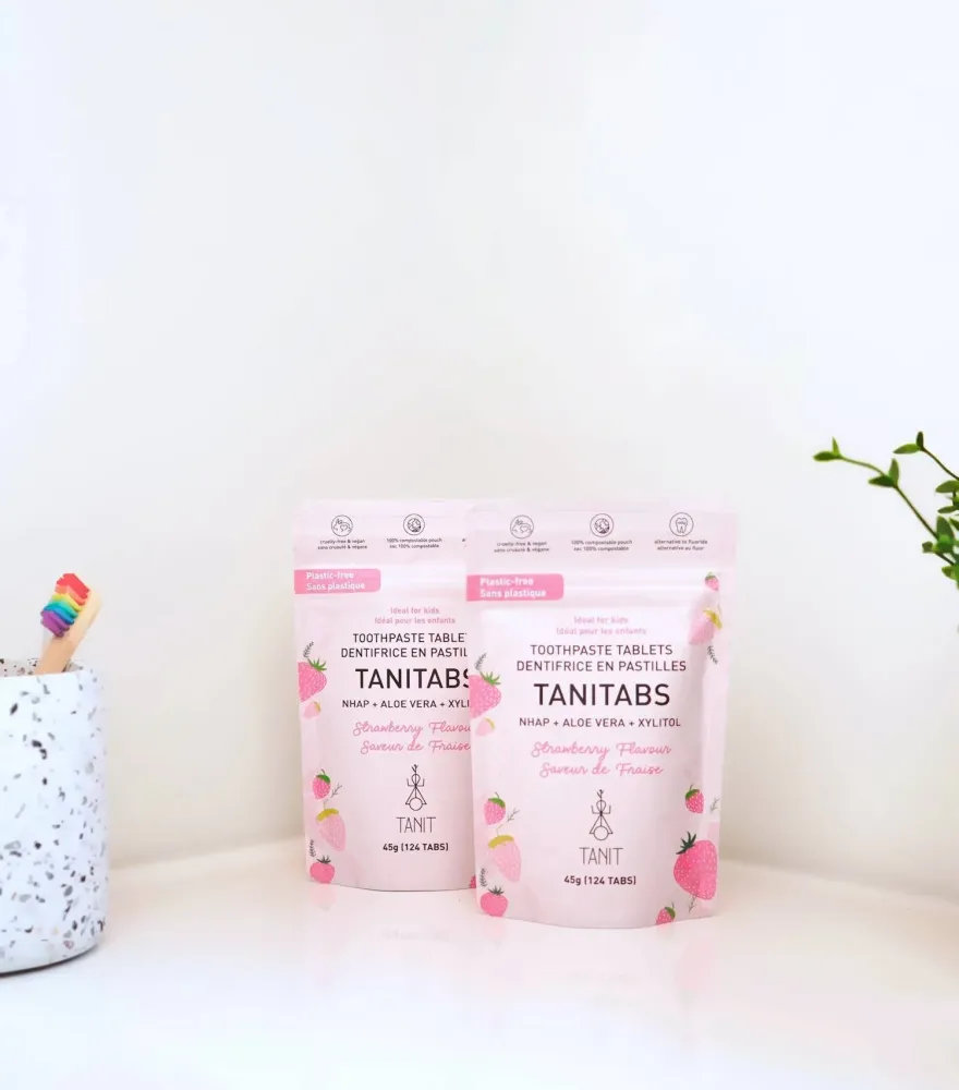 Dentifrice en pastilles Fraise - Recharge compostable 124 unités