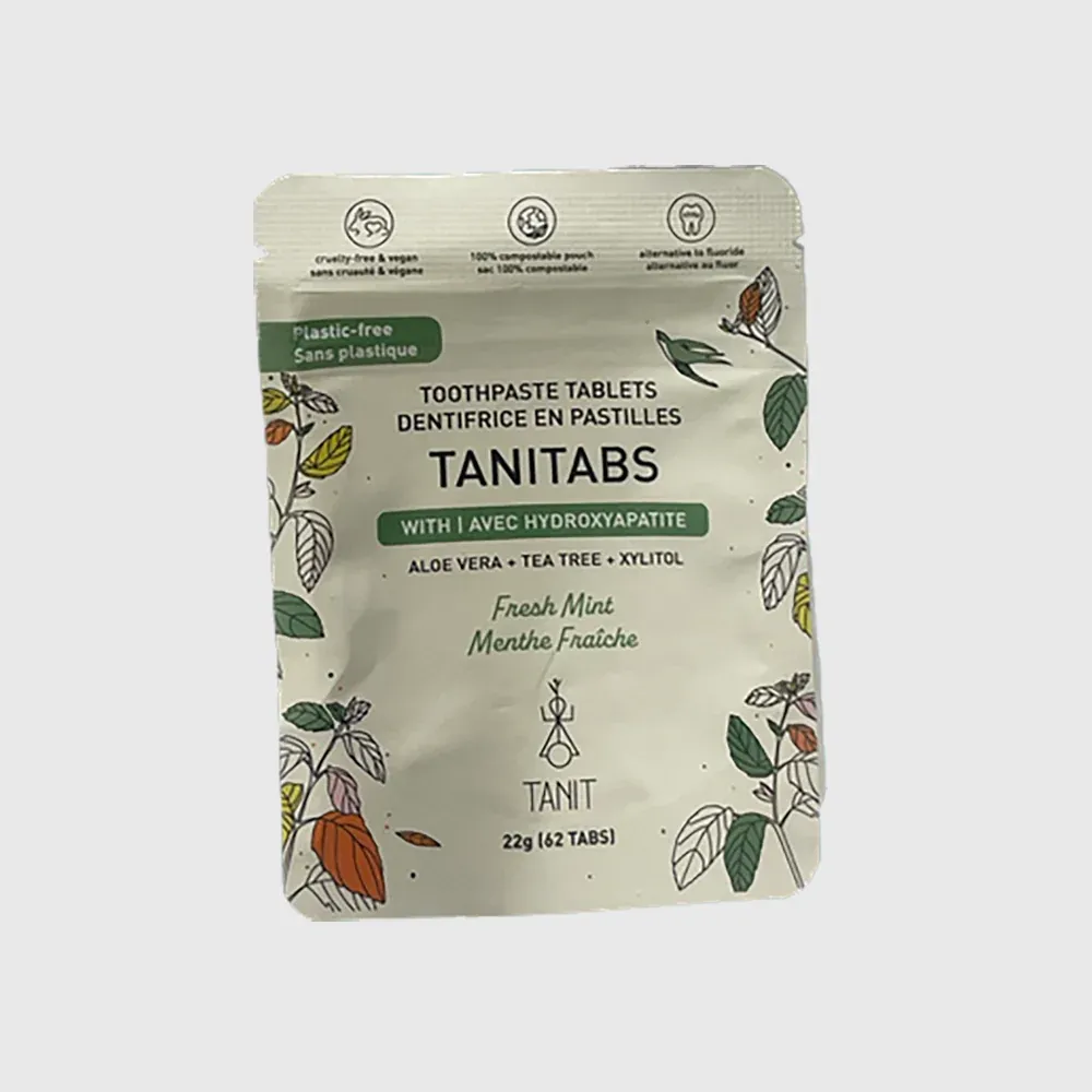 Tablettes de dentifrice à la menthe fraîche avec charbon actif - Recharge compostable - 62 unités