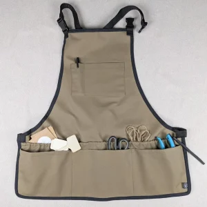 Tablier de jardinage couleur taupe (bavette avec 7 poches)