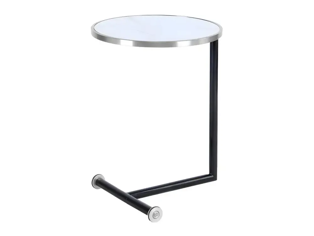 Décor à Thème Table d'Appoint Design "Servant" 62cm Argent & Blanc