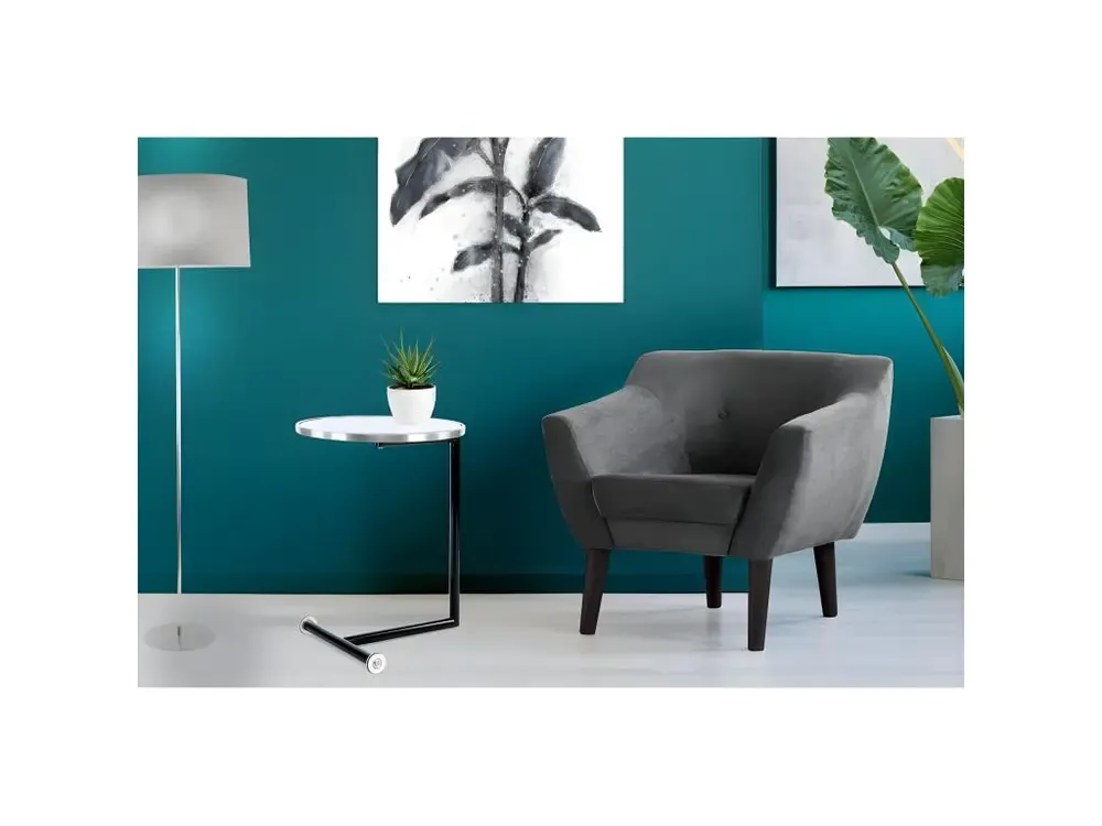Décor à Thème Table d'Appoint Design "Servant" 62cm Argent & Blanc