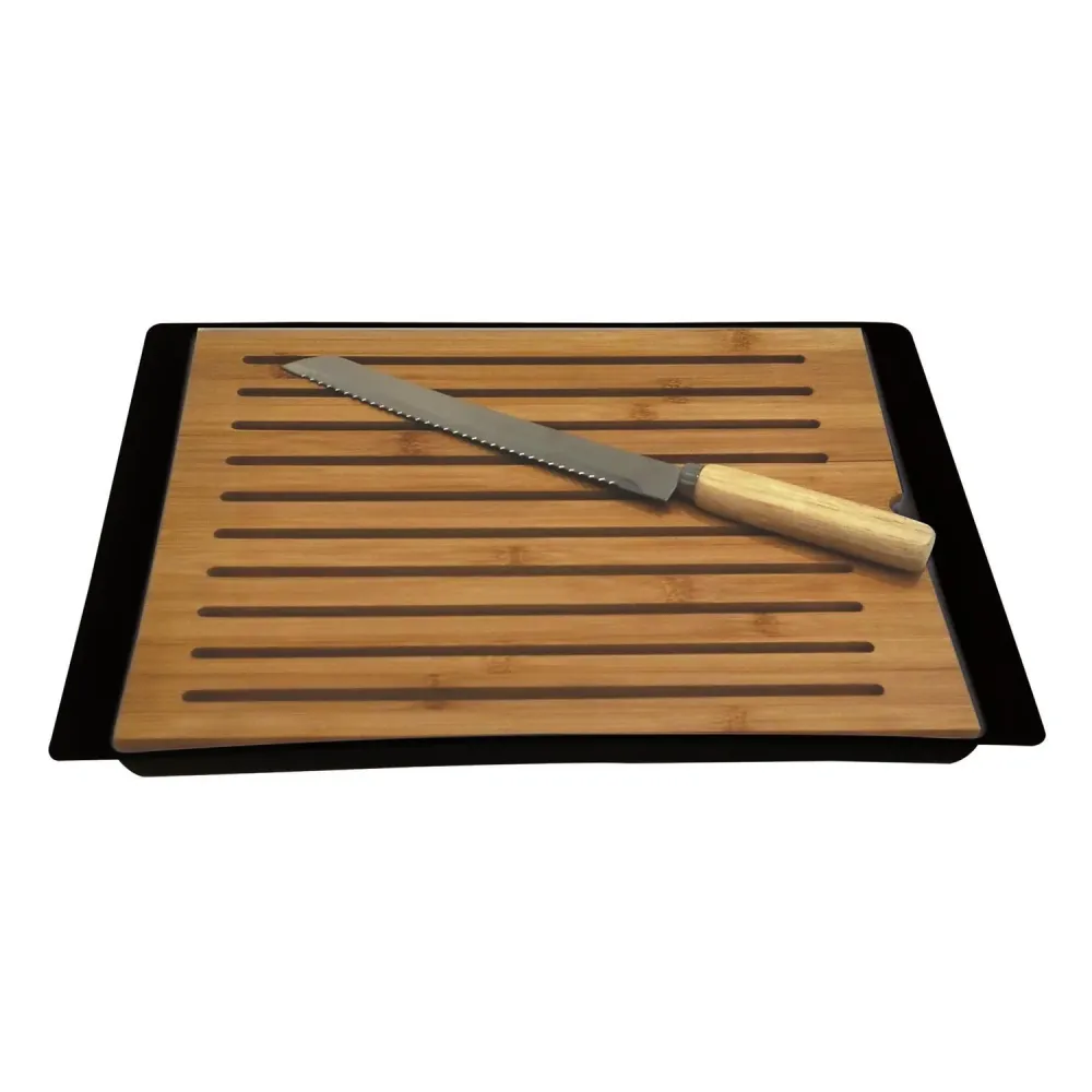 Bloc de Rangement PLANCHE PAIN AVEC COUTEAU - NOIR