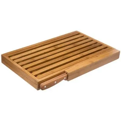 PLANCHE DECOUPER LE PAIN EN BAMBOU AVEC COUTEAU 44X27CM en Acier Inoxydable | Ergonomique
