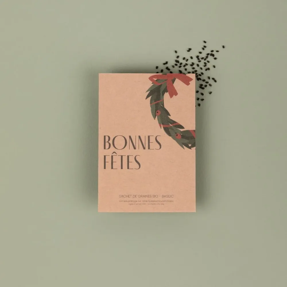 Bonnes Fêtes - Sachet de graines de basilic bio