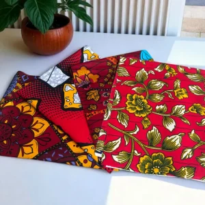 4 Fat quarters - Rouge mix Tissus Patchwork - Coupons Tissus imprimé africain