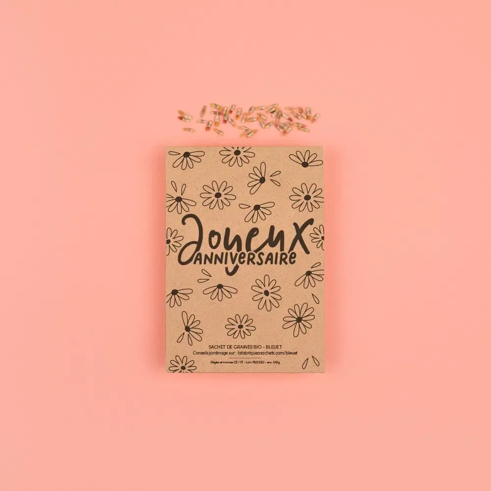 Joyeux anniversaire - Sachet de graines de Bleuet