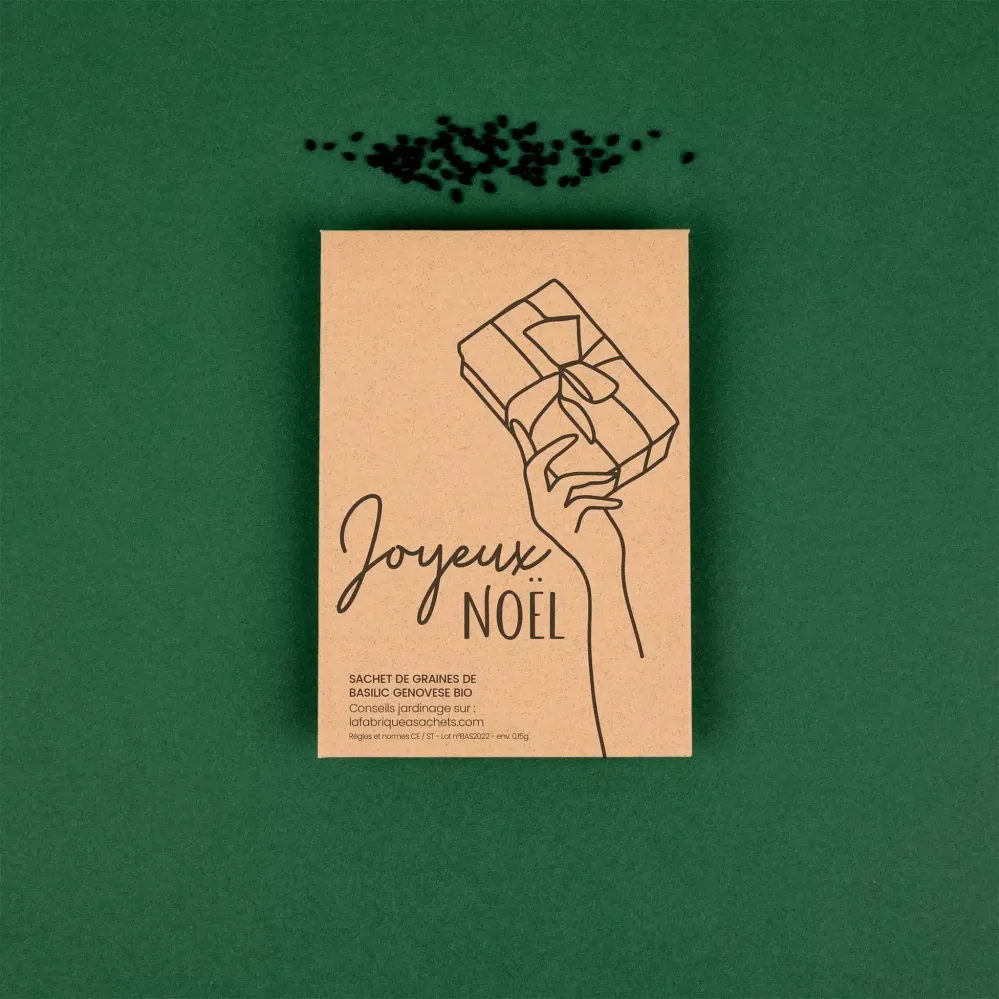 Joyeux Noël - Sachet de graines de Basilic