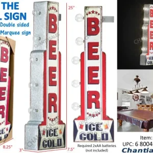 Plaque murale néon double face Beer Ice Cold