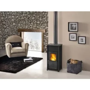 POÊLE À BOIS EN ACIER ET FONTE LA NORDICA EXTRAFLAME MOD. THÉ 6,6 KW NOIR ANTHRACITE COD. 93155