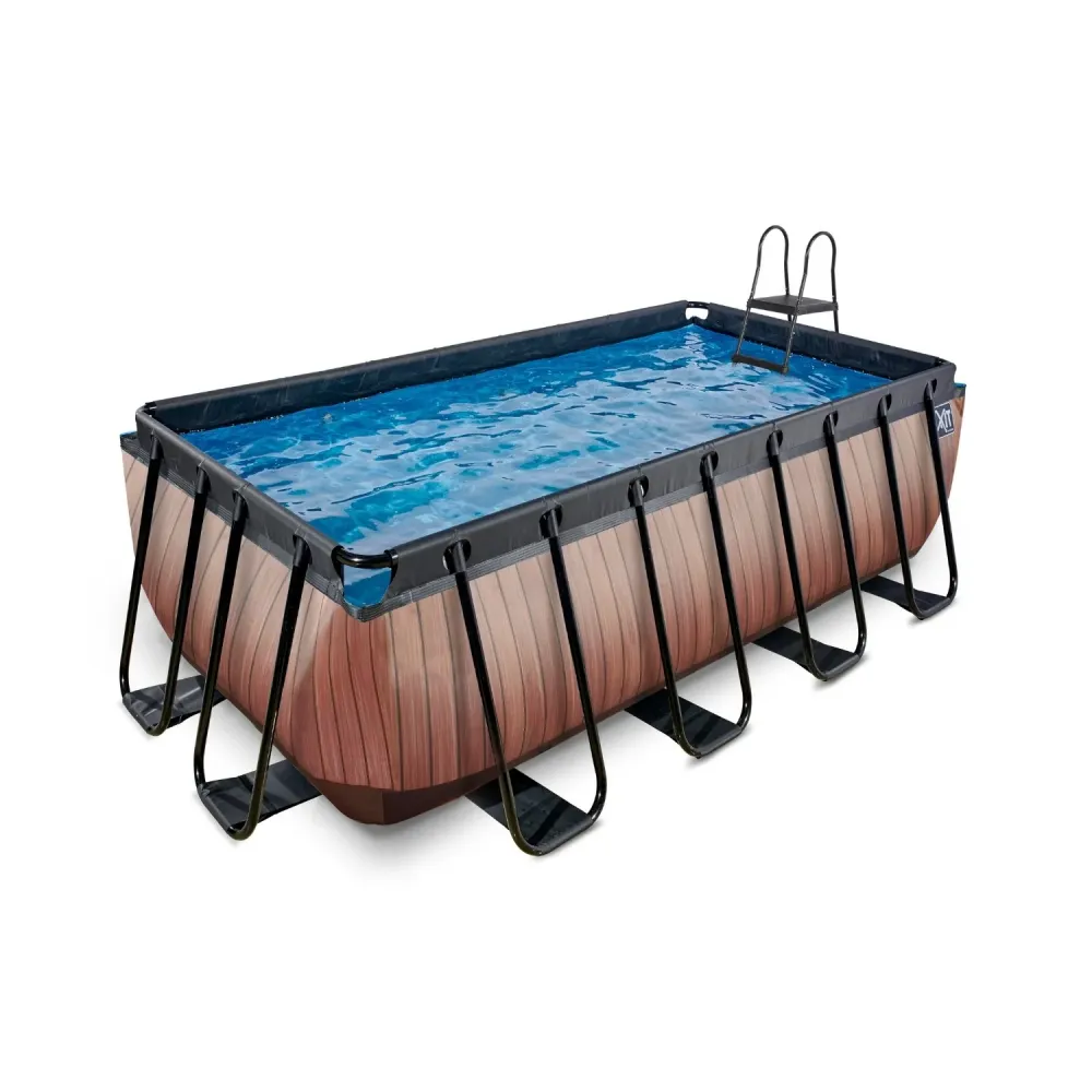 EXIT Piscine Bois 400x200x122cm avec pompe filtre à sable - marron EXIT Toys