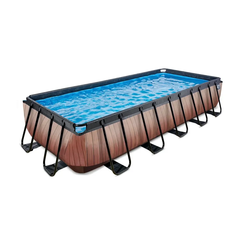EXIT Piscine bois 540x250x100cm avec pompe filtre à sable - marron EXIT Toys