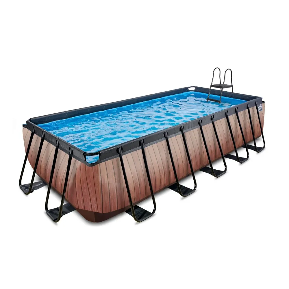 EXIT Piscine bois 540x250x122cm avec pompe filtre à sable - marron EXIT Toys