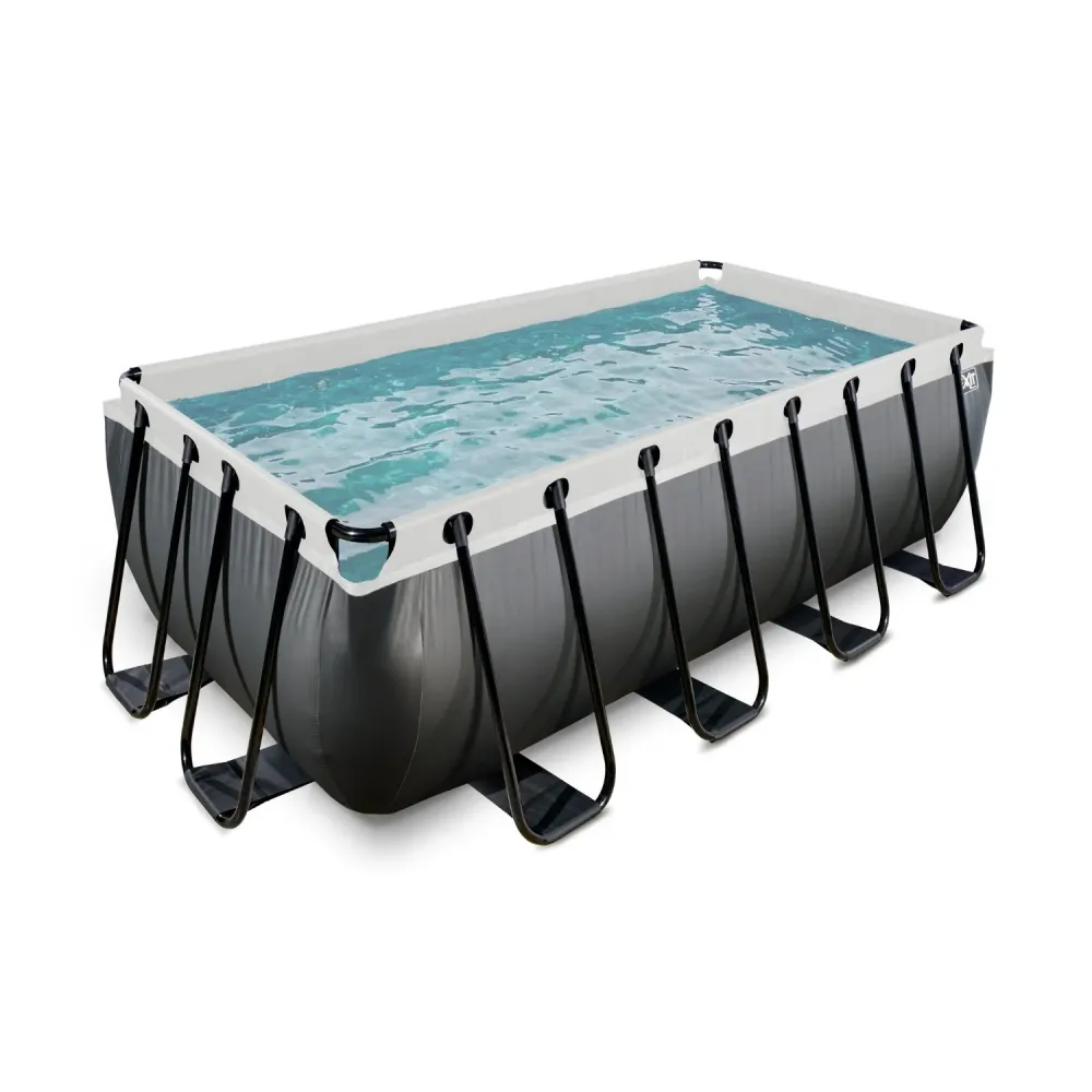 EXIT Piscine Cuir Noir 400x200x122cm avec pompe filtre à sable - noir EXIT Toys