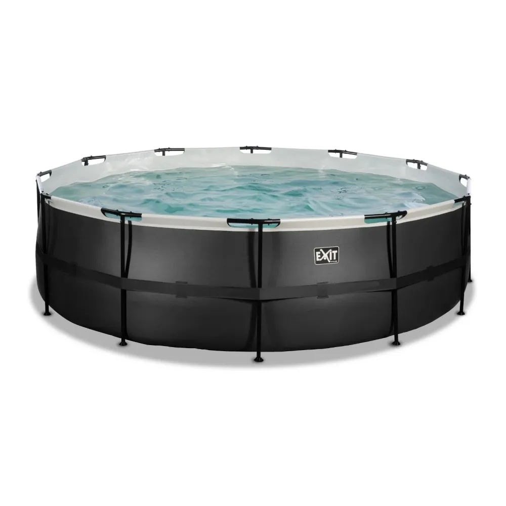 EXIT Piscine en cuir noir ø488x122cm avec pompe filtre à sable - noir EXIT Toys
