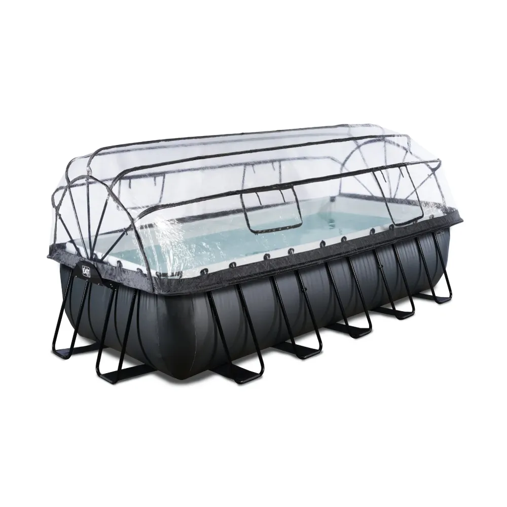 EXIT Piscine en cuir noir 540x250x122cm avec pompe à filtre à sable et couverture - noir EXIT Toys