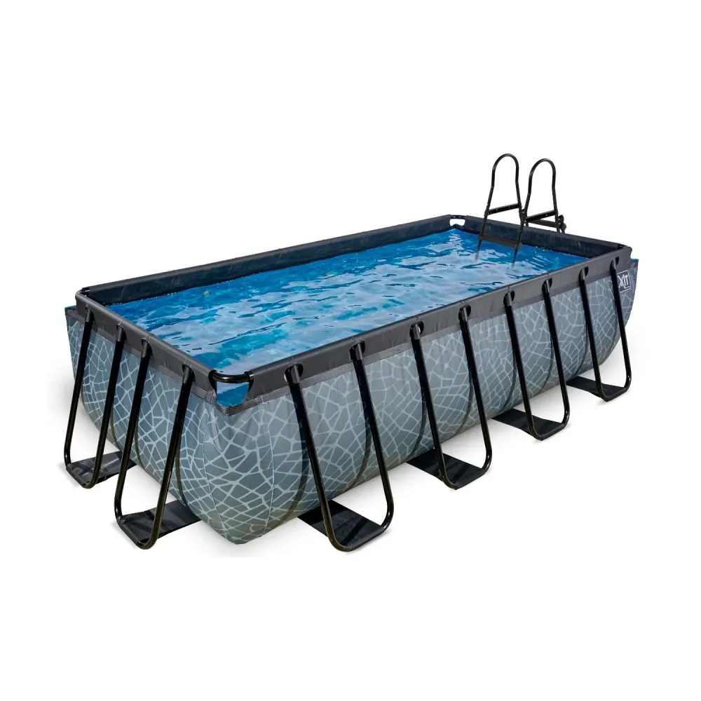 EXIT Piscine en pierre 400x200x100cm avec pompe filtre à sable - gris EXIT Toys