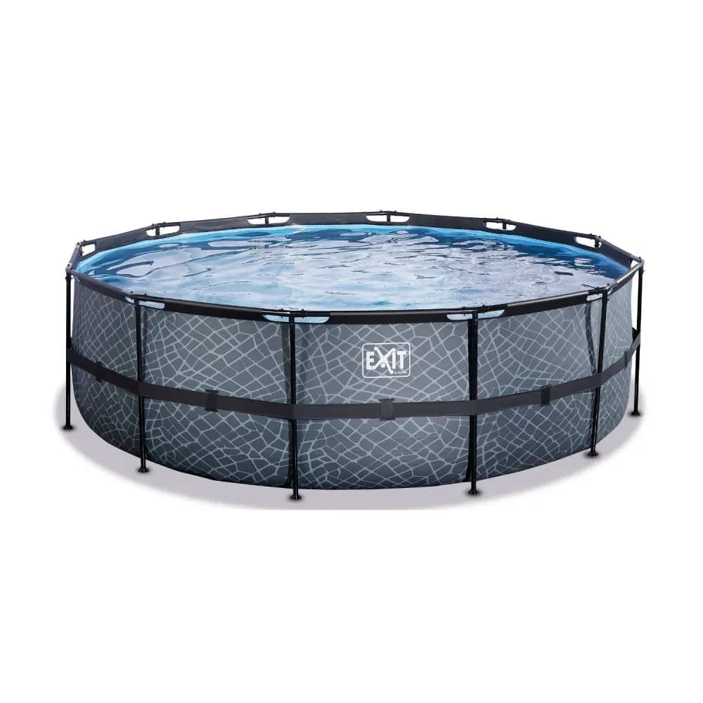 EXIT Piscine en pierre ø450x122cm avec pompe de filtration - gris EXIT Toys