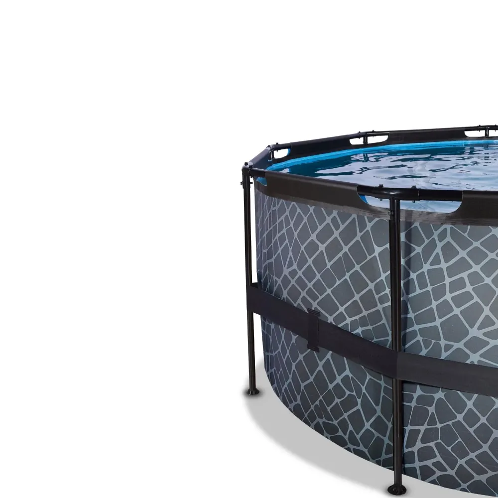 EXIT Piscine en pierre ø450x122cm avec pompe de filtration - gris EXIT Toys