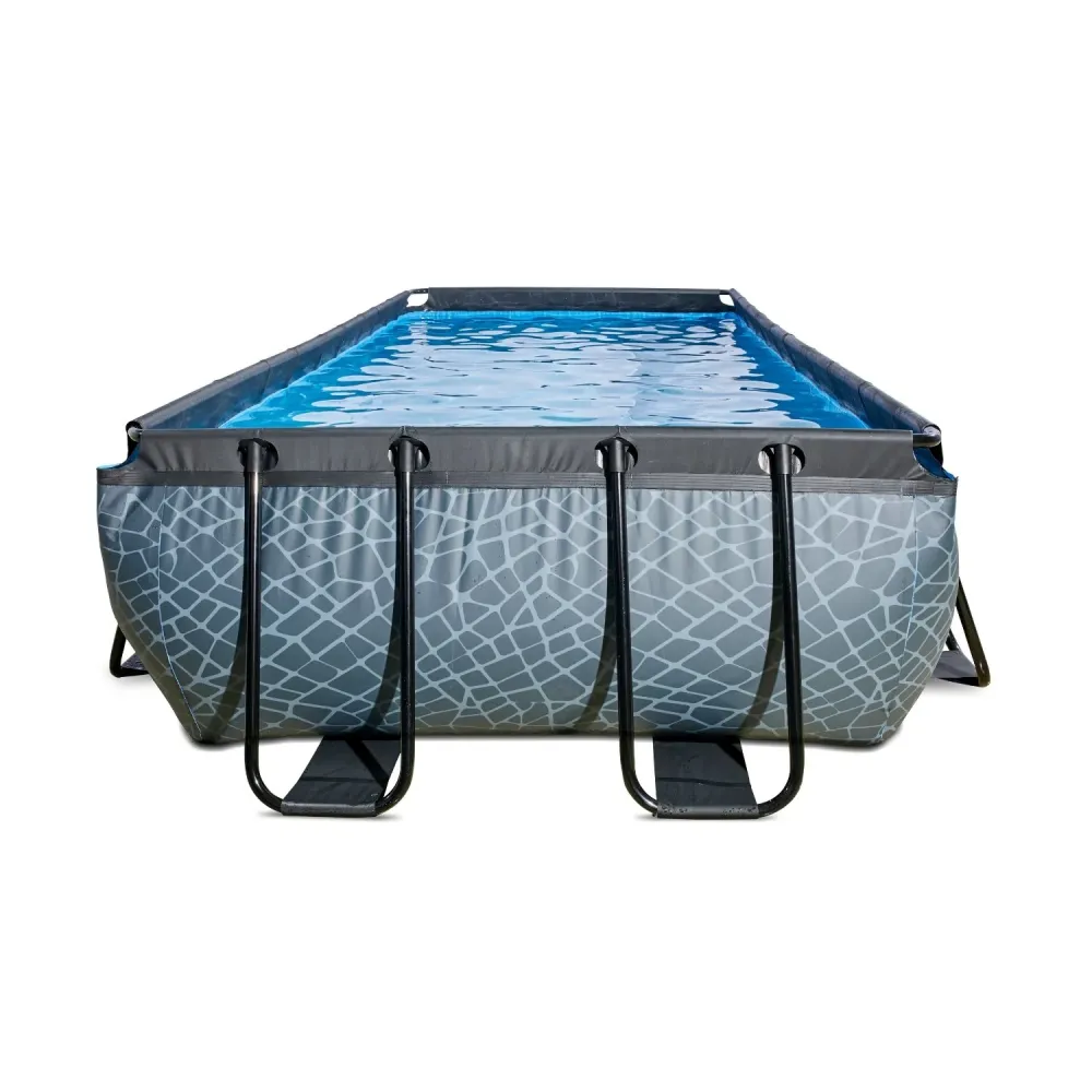 EXIT Piscine en pierre 540x250x100cm avec pompe à filtration - gris EXIT Toys