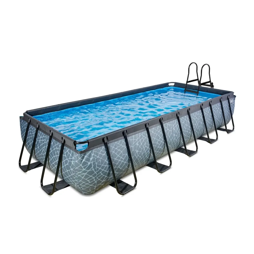 EXIT Piscine en pierre 540x250x100cm avec pompe filtre à sable - gris EXIT Toys