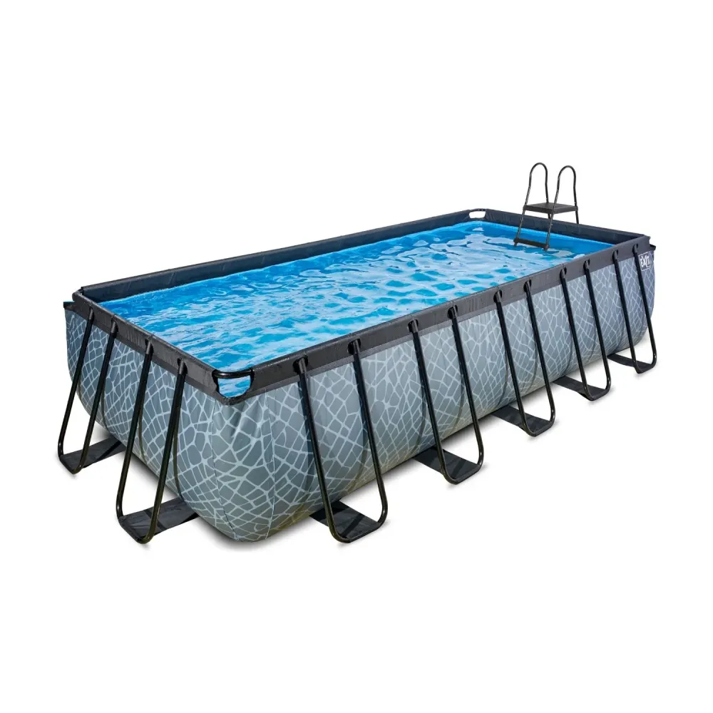 EXIT Piscine en pierre 540x250x122cm avec pompe filtre à sable - gris EXIT Toys