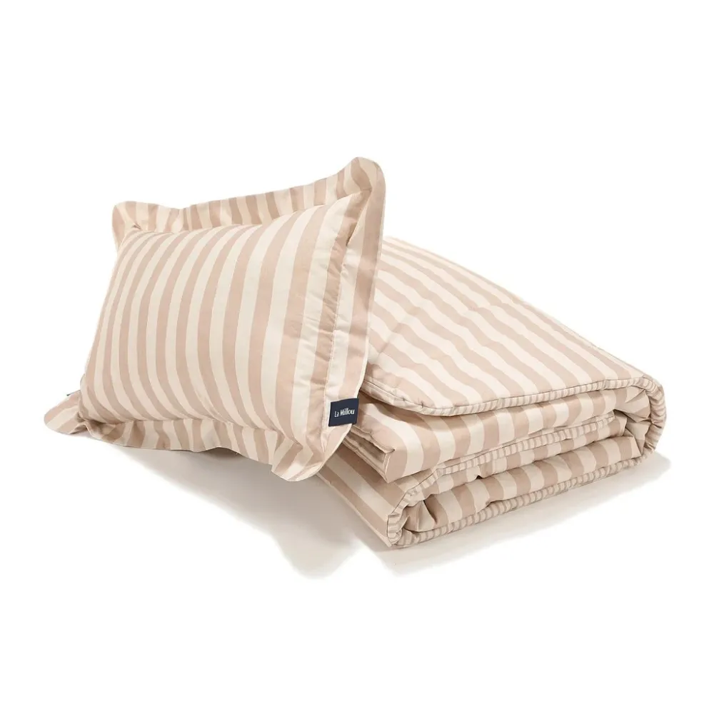 La Millou - Ensemble de literie en coton XL - Rayures - Beige