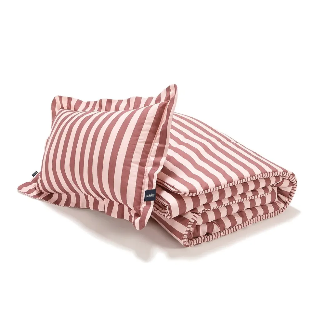 La Millou - Ensemble de literie en coton XL - Rayures - Rose
