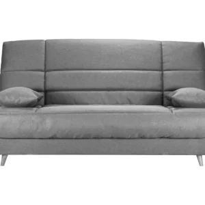 Banquette Clic-clac tissu 130x190 matelas Bultex 14cm avec rangement Boky-Couleur Gris perle