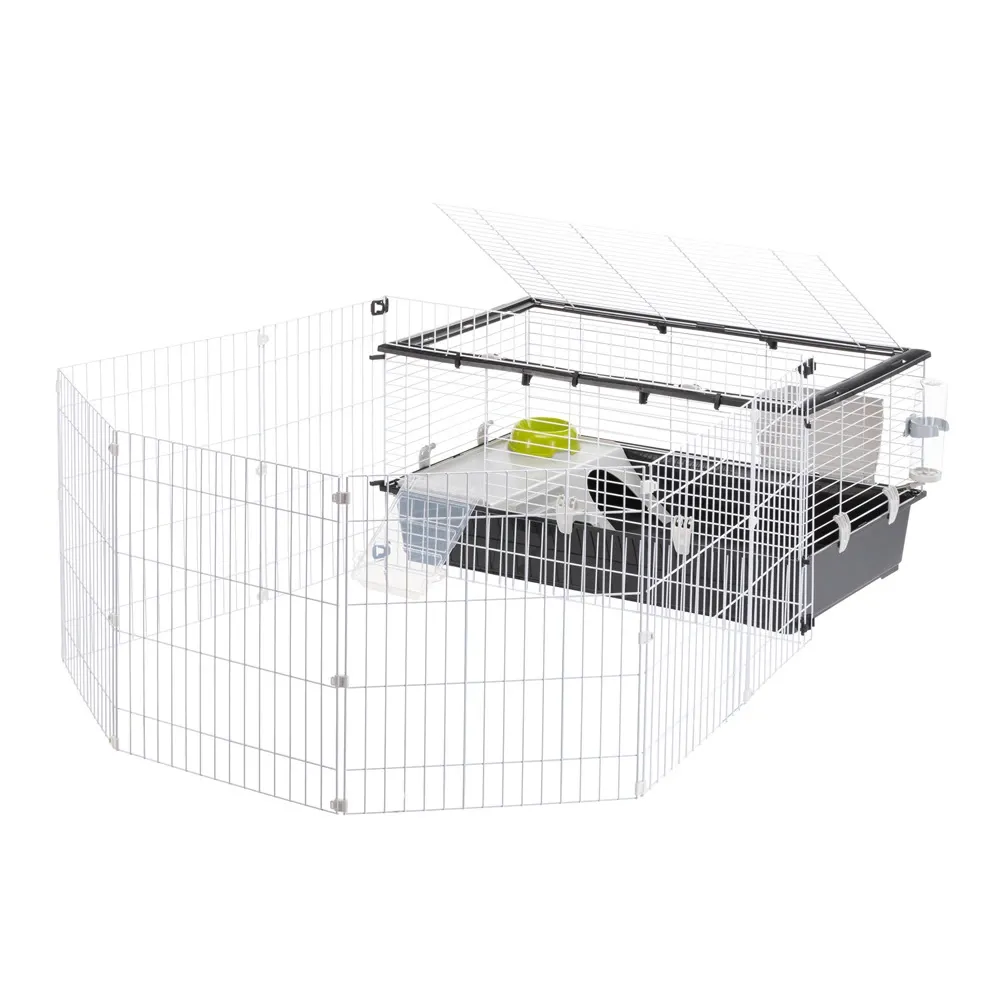 Ferplast cage lapin parkhome 100, cochon d'inde, avec enclos pour lapins domestiques, niche et abreuvoir, 95 x 177,5...