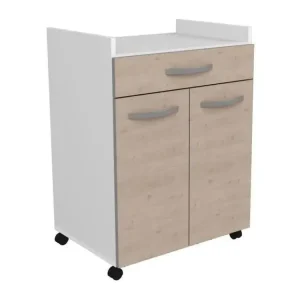 OSLO Desserte de 60 cm - 1 Tiroir et 1 Porte - L 60 x P 44 x H 81 cm - Coloris Chene pour Textiles