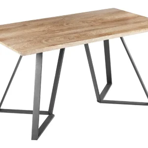 Dining Table 140 x 80 cm Light Wood and Noir jais UPTON