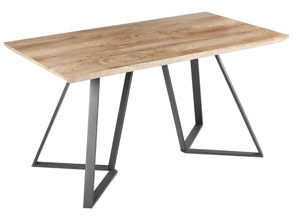 Dining Table 140 x 80 cm Light Wood and Noir jais UPTON
