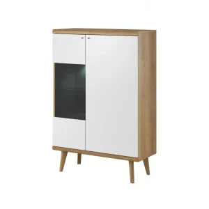 Ensemble Complet en Résine Ava - buffet haut - bois et blanc - 90 cm - style scandinave