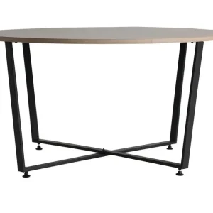 Ensemble Complet en Résine Table d'appoint en bois et fer noir et brun 88x88x47