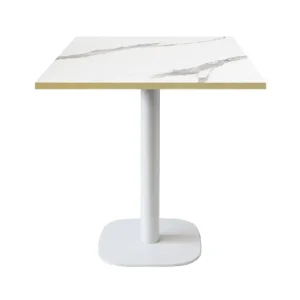 Set avec Animaux Table 70x70cm - modèle Round blanc marbre blanc chants laiton