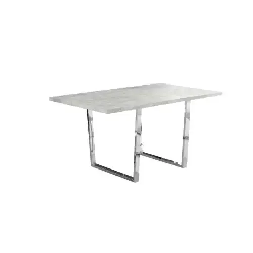 Set avec Animaux Table Manger - 36"X 60" / Ciment Gris / Métallique Chrome