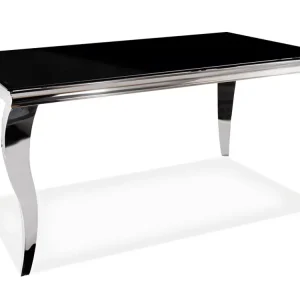 Table baroque métal & céramique noir 180cm Bolti Décoration Traditionnelle