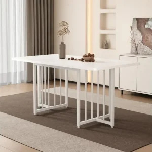 Table à manger récent 4 à 6 couverts - 158 x 76 x 75 cm - Panneau de particules - Blanc