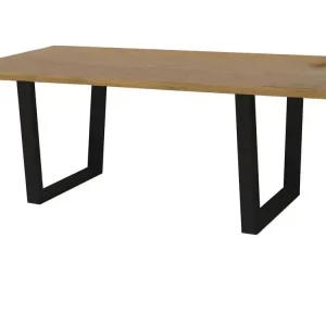 Table repas "Hollywood" - 200 x 100 x 76 cm - Chêne / Noir Matériau Duraplas
