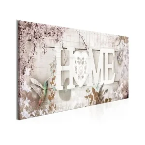 Tableau Fleurs Home and Hummingbirds (1 Part) Crème Narrow : Taille - 150 x 50 cm